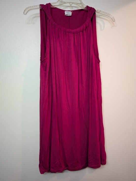 Simple Tops - SIMPLE Suzanne Betro Magenta Tunic Top XL Sleeveless Gathered QVC Weekend